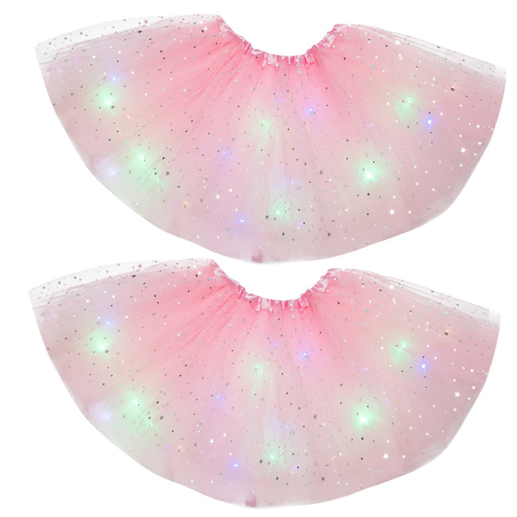 Magical & Luminous  LED Princess Halloween Tutu Skirt Sequins Shiny Skirt - Cindi Book