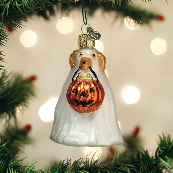 Old World Christmas Trick-or-treat Pooch Ornament - hand-blown glass Christmas tree ornament