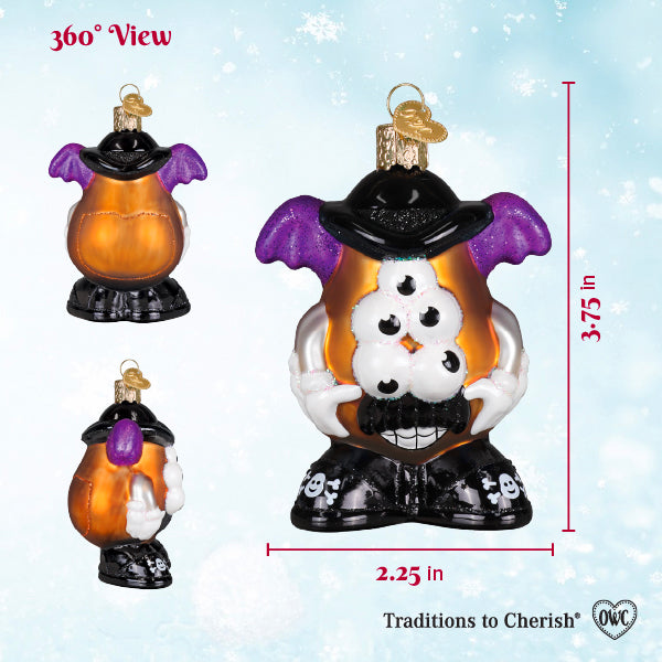 Old World Christmas Halloween Mr. Potato Head Ornament - hand-blown glass Christmas tree ornament (view 5)