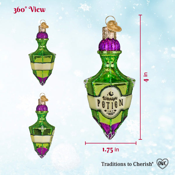 Old World Christmas Potion Bottle Ornament - hand-blown glass Christmas tree ornament (view 6)