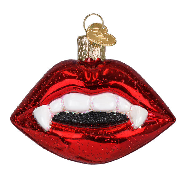 Old World Christmas Vampire Lips Ornament - hand-blown glass Christmas tree ornament (view 2)