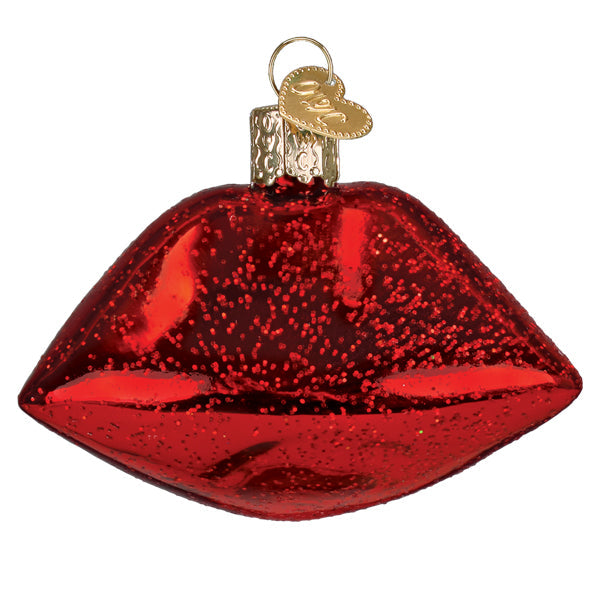Old World Christmas Vampire Lips Ornament - hand-blown glass Christmas tree ornament (view 3)