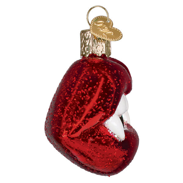 Old World Christmas Vampire Lips Ornament - hand-blown glass Christmas tree ornament (view 4)
