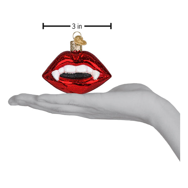 Old World Christmas Vampire Lips Ornament - hand-blown glass Christmas tree ornament (view 5)