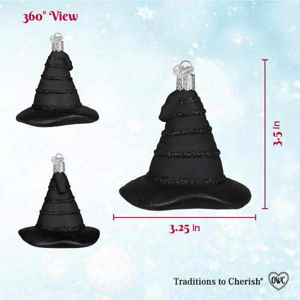 Old World Christmas The Green Witch's Hat Ornament - hand-blown glass Christmas tree ornament (view 6)