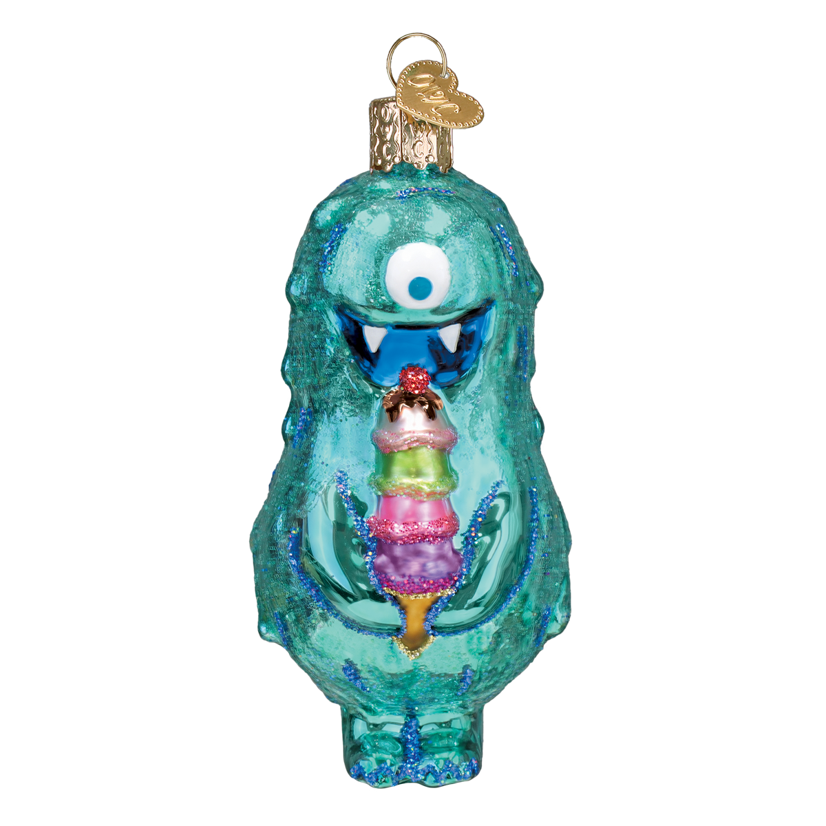 Old World Christmas Furry Sugarbeast Ornament - hand-blown glass Christmas tree ornament (view 2)
