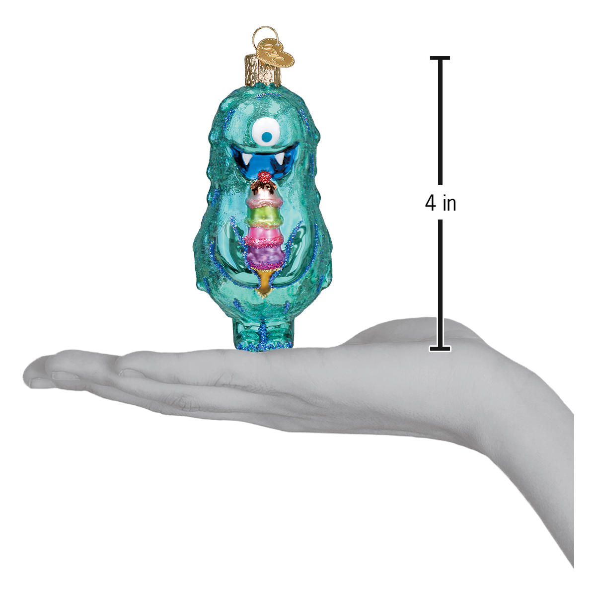Old World Christmas Furry Sugarbeast Ornament - hand-blown glass Christmas tree ornament (view 5)