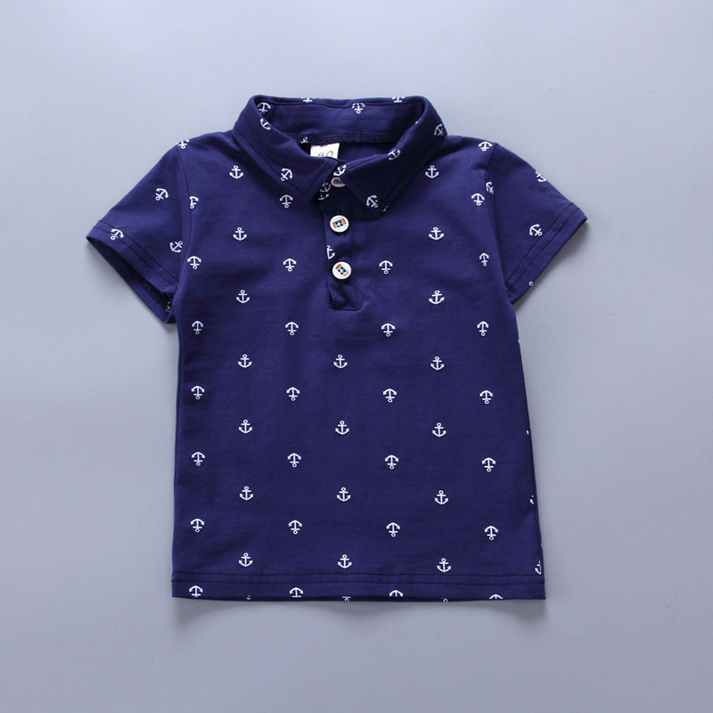 Anchor Printed Boy Set Short Sleeve Spring Summer Children's Apparel