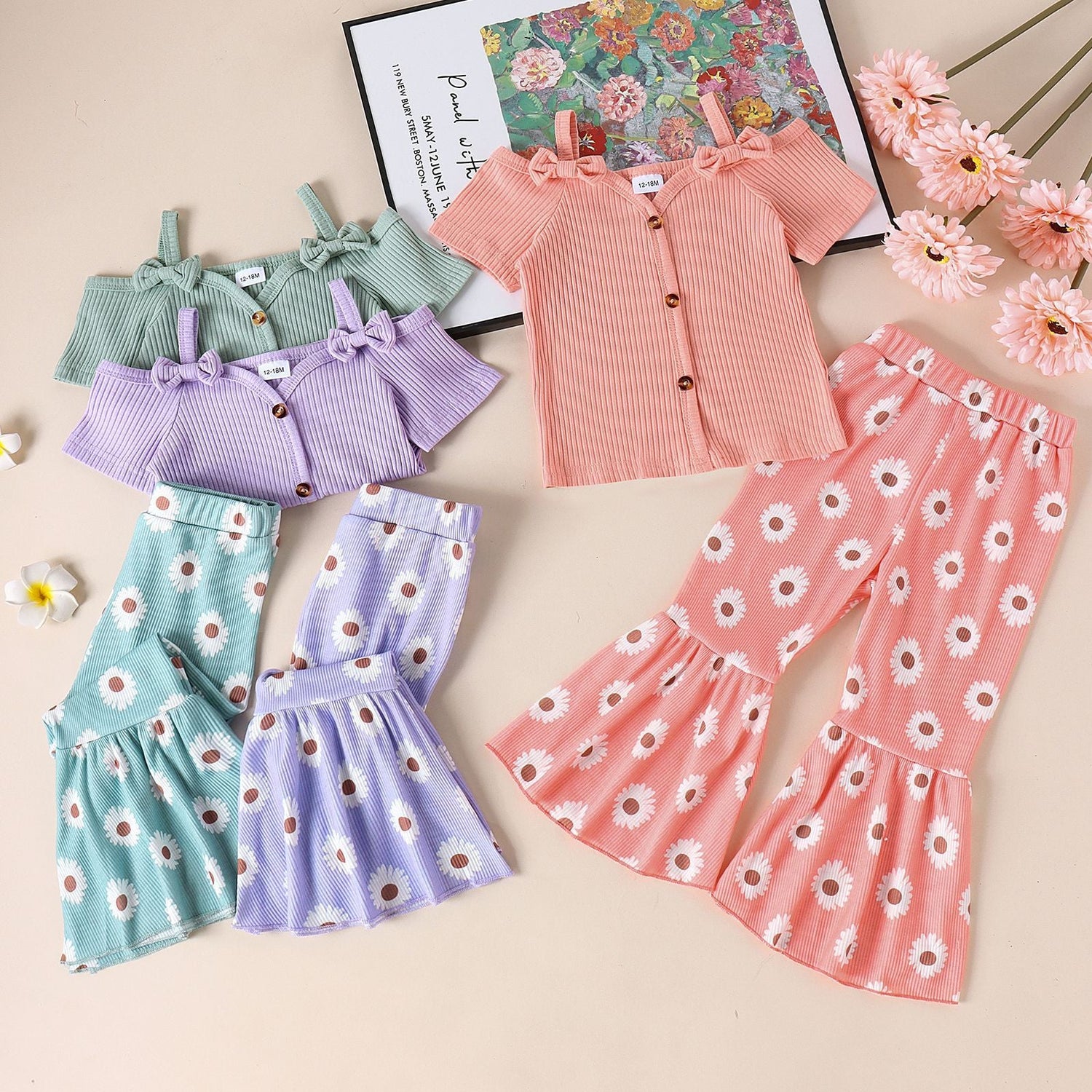 Girls Sling Shirt Wide Leg Pants Set