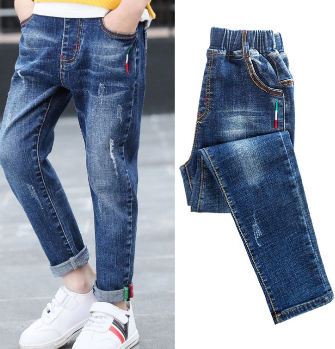 Boys' denim trousers, new style, big children's trousers, spring and autumn children's trousers - Cindi Book