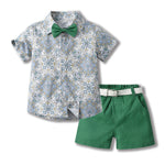 Bowknot Short-sleeved Cardigan Boys' Shorts Two-piece Set - Cindi Book
