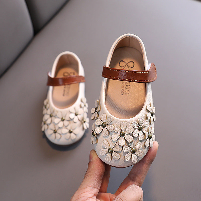 Girls' Small Leather Shoes, Female Babies, Flower Single Shoes, Soft Soles, Little Girls - Cindi Book