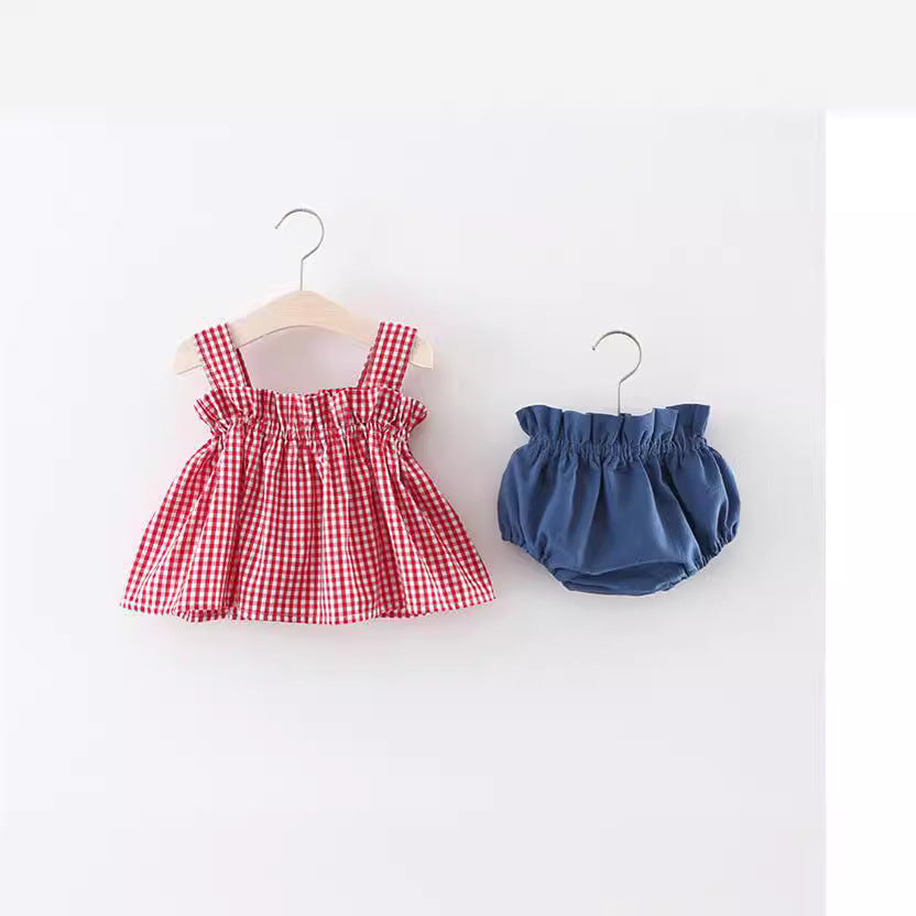 Plaid Suspenders Butt Clothes Trendy Two-piece Suit - Cindi Book