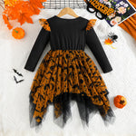 Mesh Irregular Hem Hanging Corner Printing Fashion Girls Dress - Cindi Book