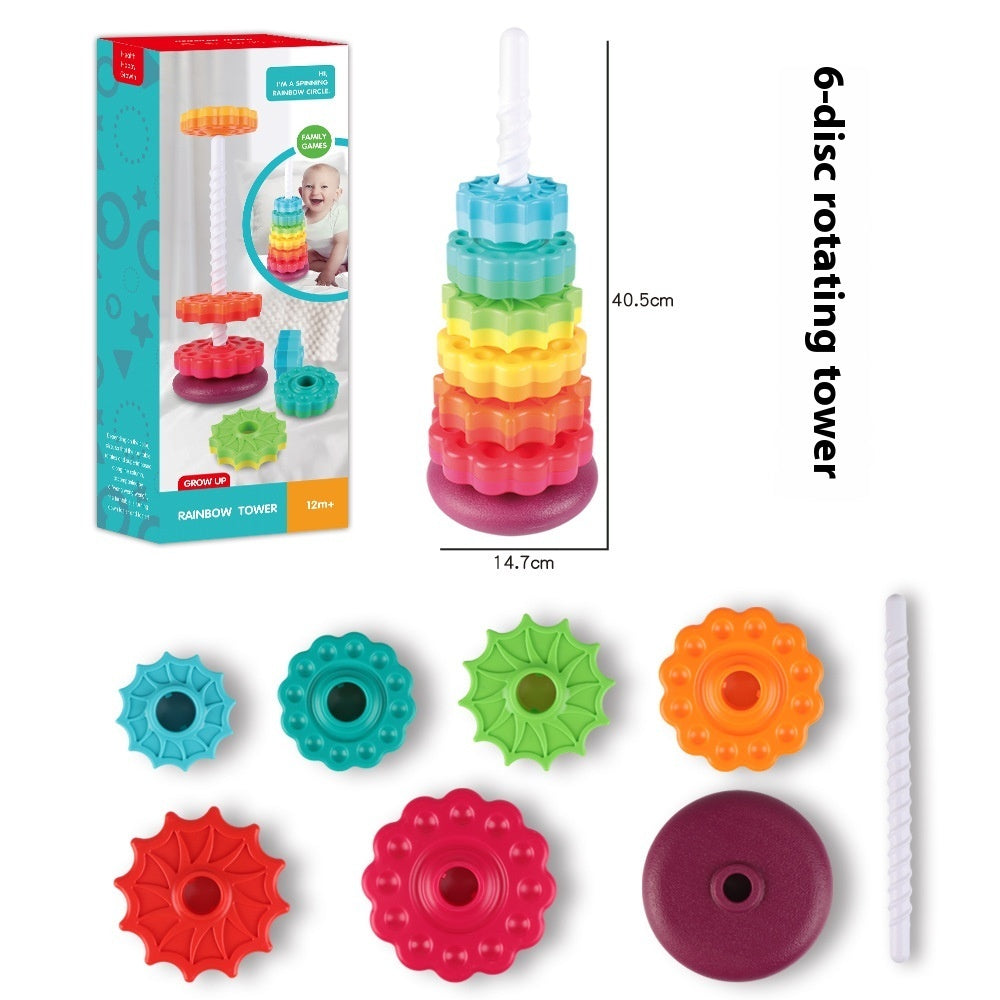 Rainbow Rotating Tower Toy Baby Early Education Intellectual Development Intelligence Ferrule - Cindi Book