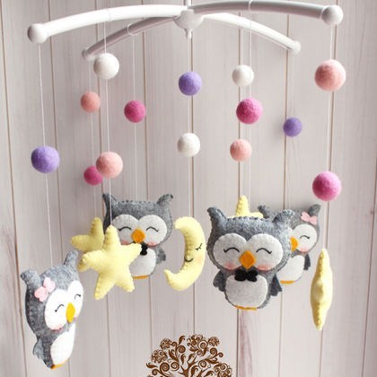 Newborn Owl Hand-Made Fabric Crib Rattle Toy - Cindi Book