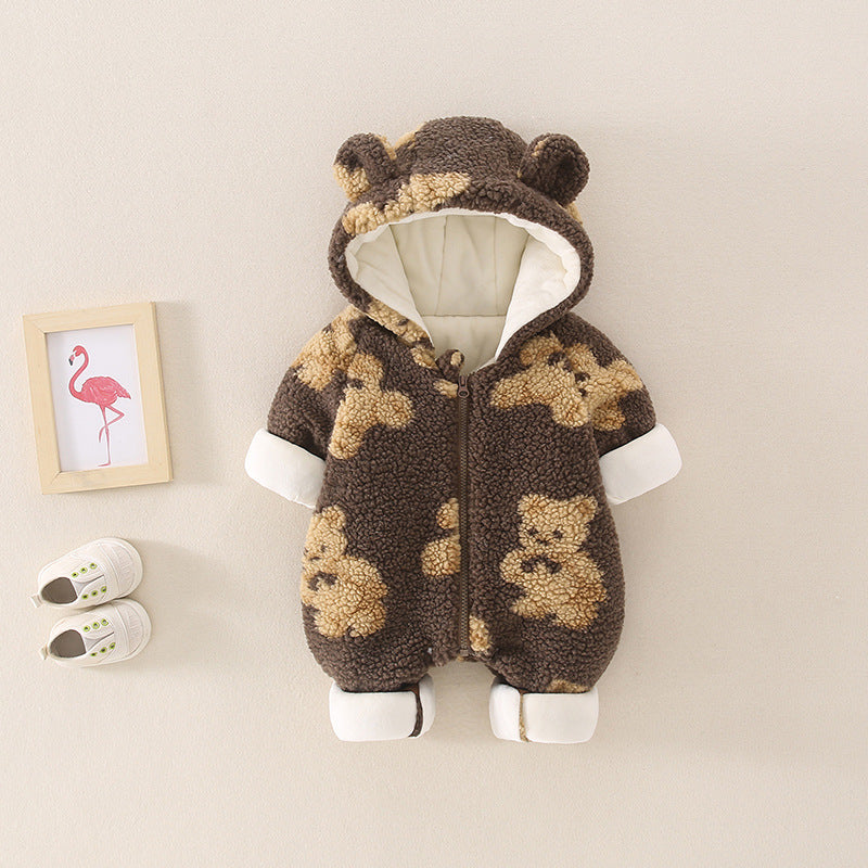 Outdoor Clothes Cute Bear Lamb Wool One-piece Coat - Cindi Book