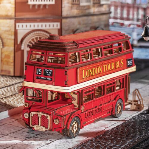 Rolife London Tour Bus Car 3D Wooden Puzzle Model Toy Teens Birthday Gift - Cindi Book
