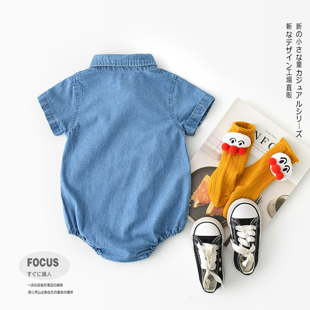 Neonatal baby shirts, collars, sleeves, jeans, hats, baby brothers and sisters wearing triangular crawling clothes - Cindi Book