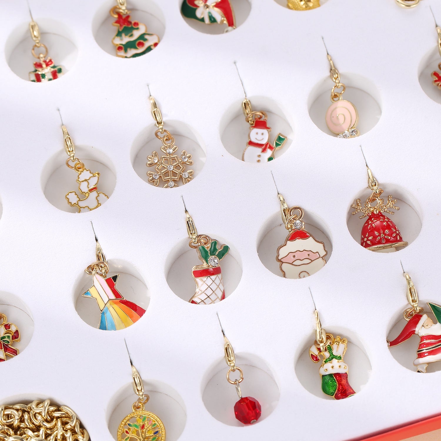 Christmas Advent Calendar Christmas Themed DIY Charm Jewelry Bracelet Necklace Making Kit for Girls - Cindi Book