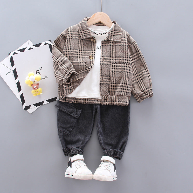 Baby boy long sleeve plaid suit - Cindi Book