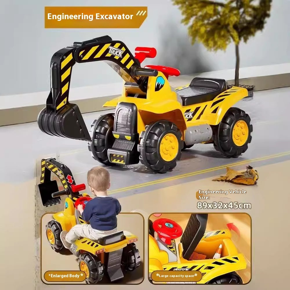 Oversized Portable Riding Hook Machine Electric Excavator Car Girl And Boy Children Excavator Toy Engineering Vehicle - Cindi Book