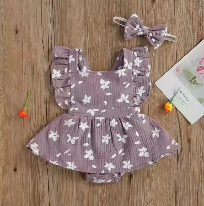 Baby Harness Print Dress Crawling Clothes - Cindi Book