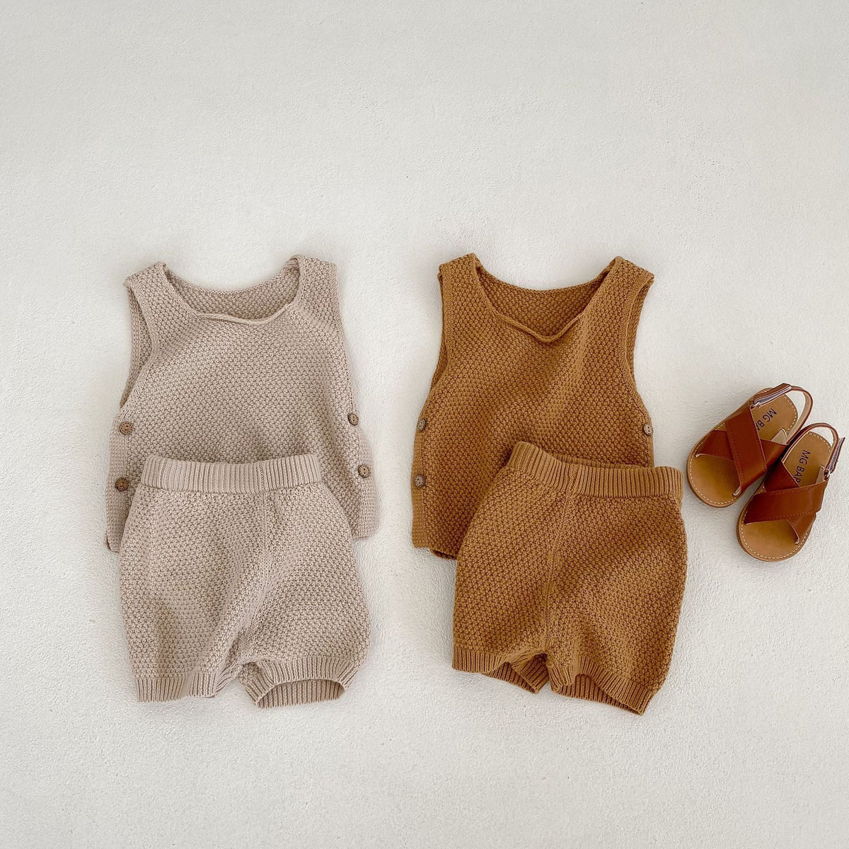 Vest Open Button Top Shorts Boys And Girls Baby 2 Pieces Suit - Cindi Book