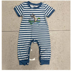 Short Sleeve Striped Embroidery Pattern One-piece - Cindi Book