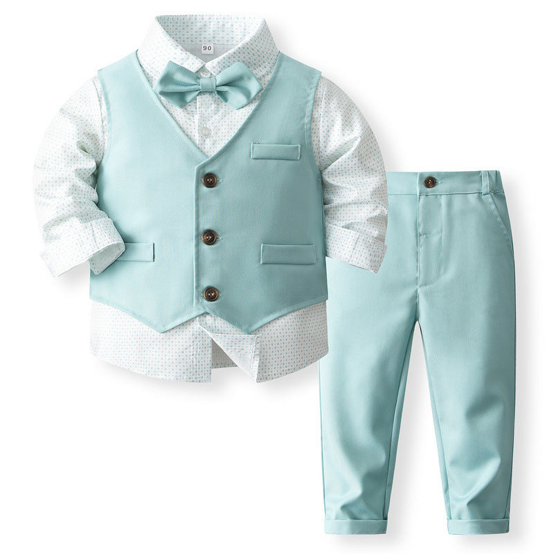Boy's Waistcoat Suit Spring And Autumn Flower Girl Wedding Clothes Suit - Cindi Book