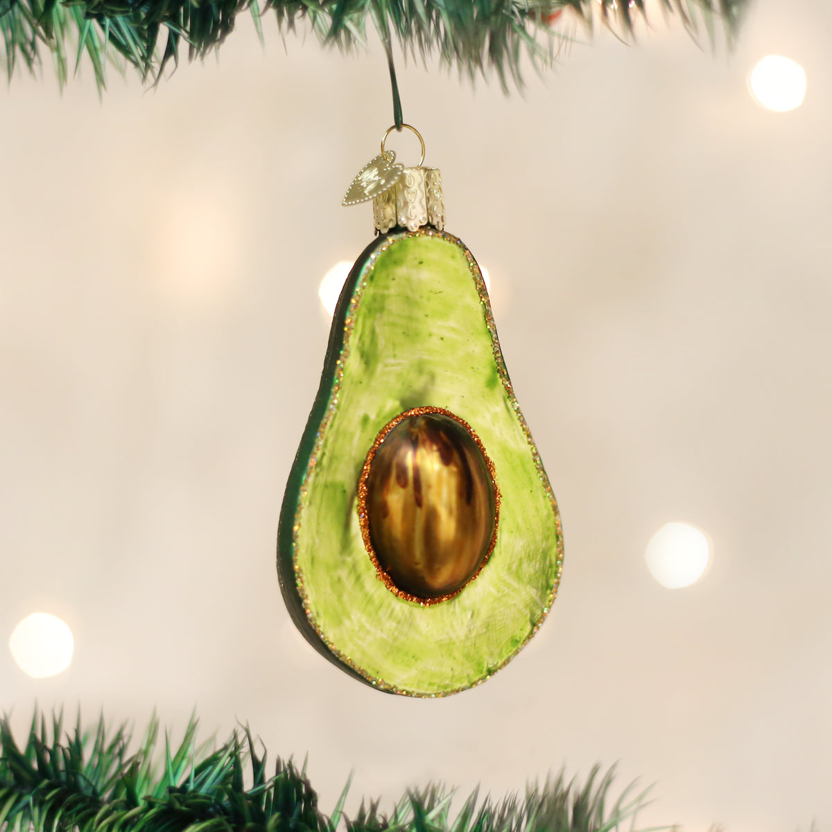Old World Christmas Avocado Ornament - hand-blown glass Christmas tree ornament