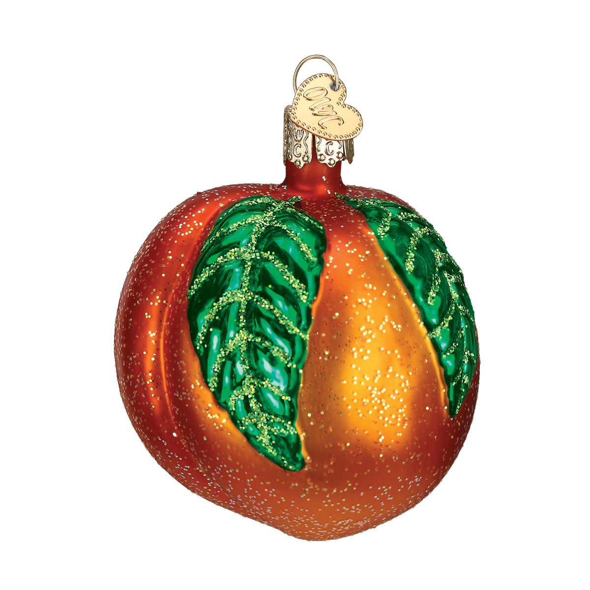 Old World Christmas Peach Ornament - hand-blown glass Christmas tree ornament (view 3)