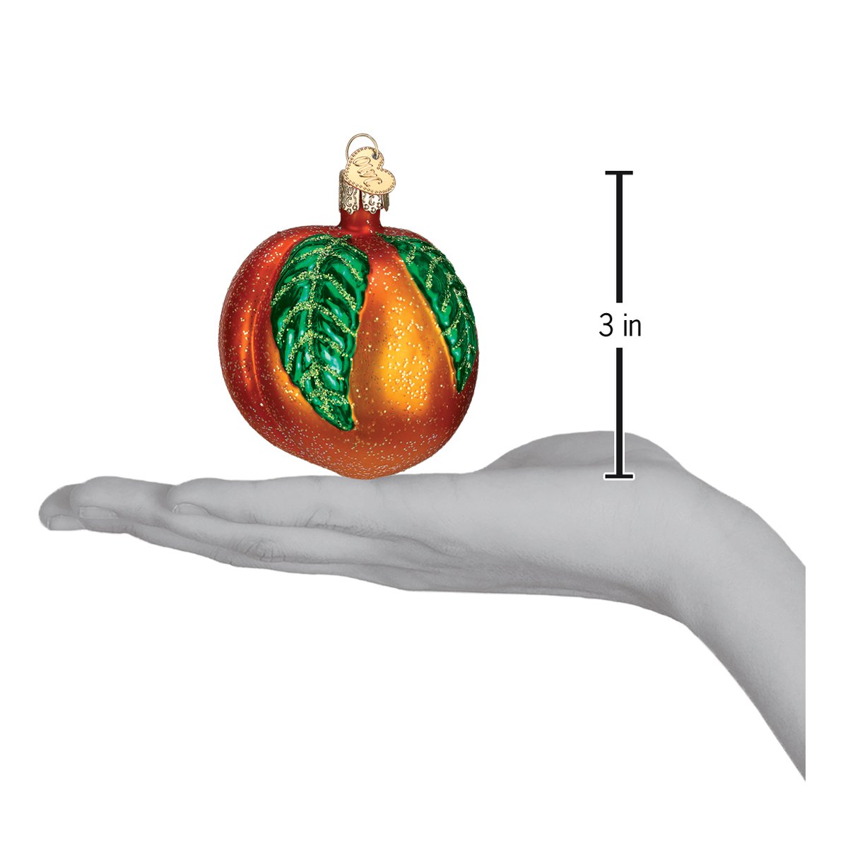 Old World Christmas Peach Ornament - hand-blown glass Christmas tree ornament (view 4)