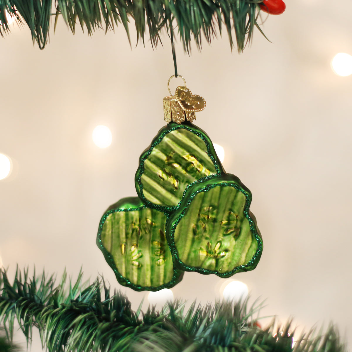 Old World Christmas Pickle Chips Ornament - hand-blown glass Christmas tree ornament