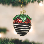 Old World Christmas Chocolate Dipped Strawberry - hand-blown glass Christmas tree ornament
