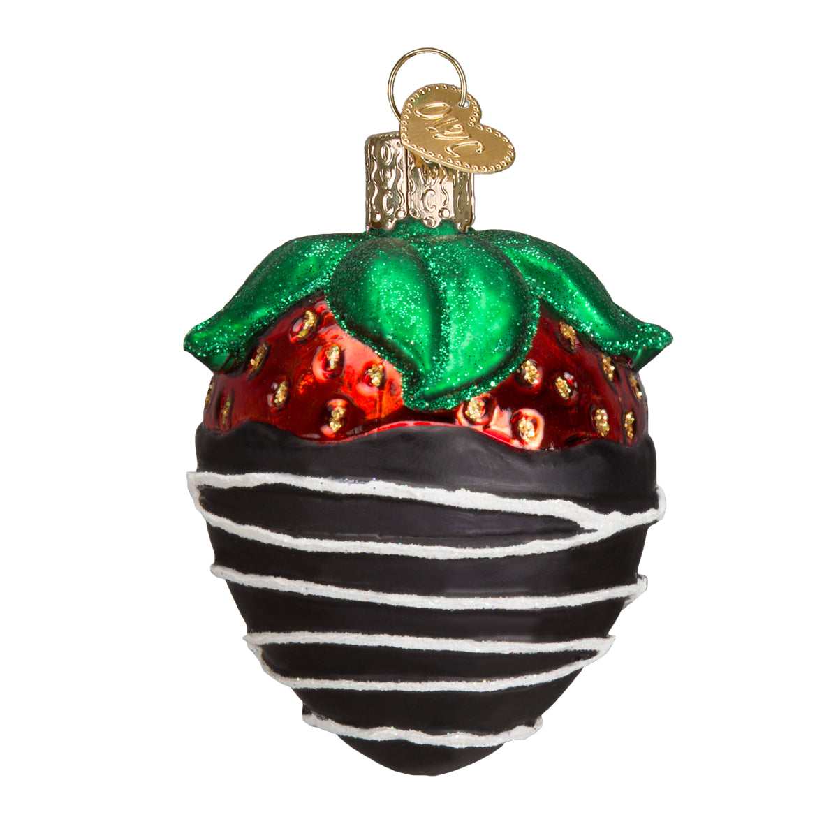 Old World Christmas Chocolate Dipped Strawberry - hand-blown glass Christmas tree ornament (view 3)