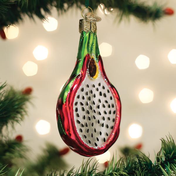 Old World Christmas Dragon Fruit Ornament - hand-blown glass Christmas tree ornament