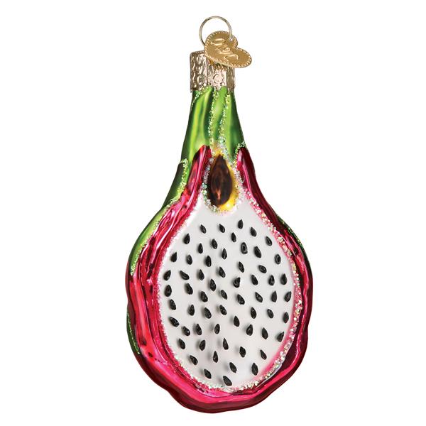 Old World Christmas Dragon Fruit Ornament - hand-blown glass Christmas tree ornament (view 3)