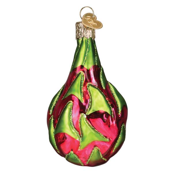 Old World Christmas Dragon Fruit Ornament - hand-blown glass Christmas tree ornament (view 4)