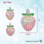 Old World Christmas Shimmering Strawberry Ornament - hand-blown glass Christmas tree ornament (view 6)