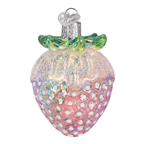 Old World Christmas Shimmering Strawberry Ornament - hand-blown glass Christmas tree ornament (view 2)