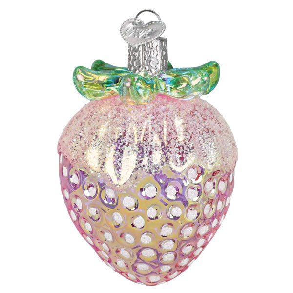 Old World Christmas Shimmering Strawberry Ornament - hand-blown glass Christmas tree ornament (view 3)