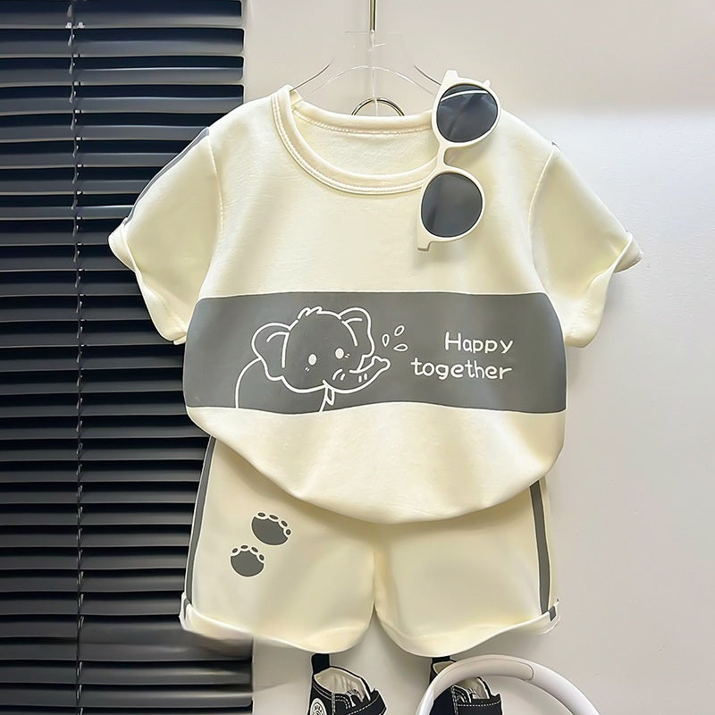 Children's Short Sleeve Striped Suit Girls Boys - Cindi Book