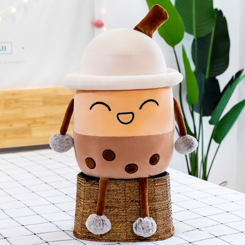 Simulation Milk Tea Cup Cute Expression Pillow Plush Toys - Cindi Book