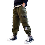Men's Medium And Large Children's Multi-bag Fleece Ankle-tied Casual Working Pants Tide - Cindi Book
