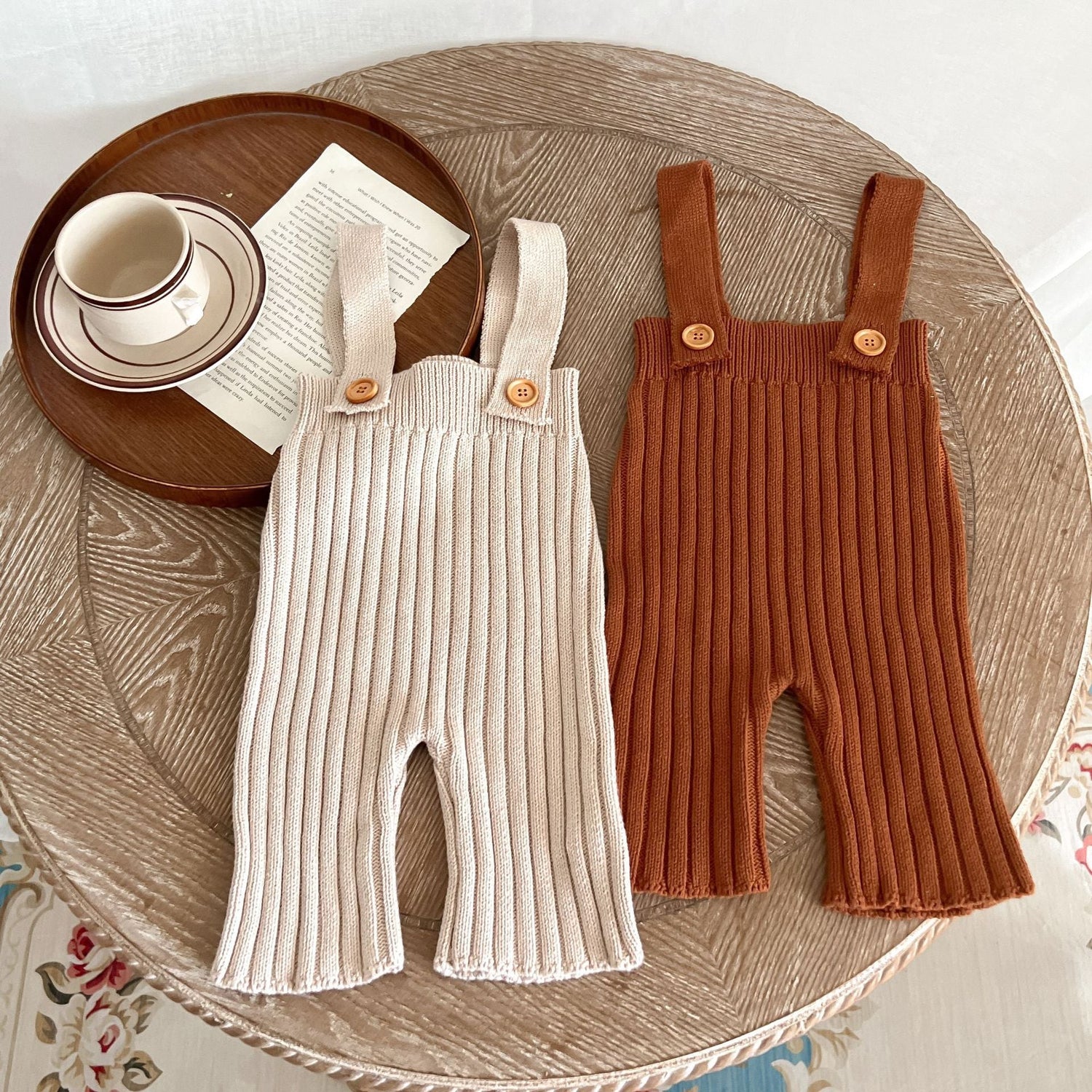 Infant Children's Knitting Suspender Wide Leg Pants with High Waist