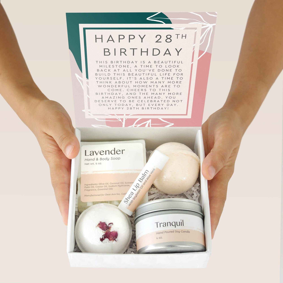 28th Birthday Compass Necklace Spa Gift Box Set