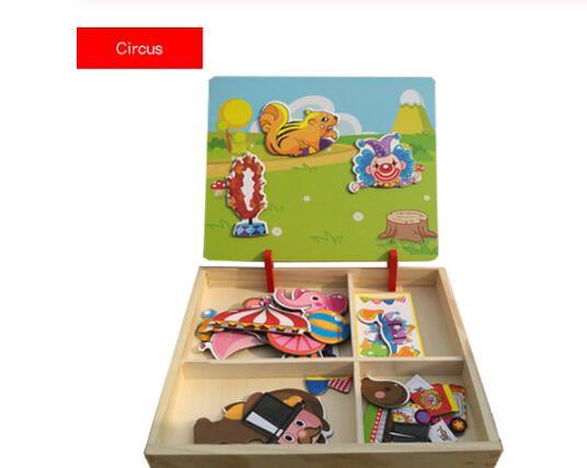 Montessori Magnetic Fun Puzzle Children's Wooden Puzzle Box Game Cartoon Educational Painting Toys For Children Gift Antistress - Cindi Book