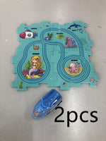 Children Puzzle Electric Railroad Speeder DIY Assembly Electric Car Automatic Rail City Scene Construction Education Toy Gift - Cindi Book