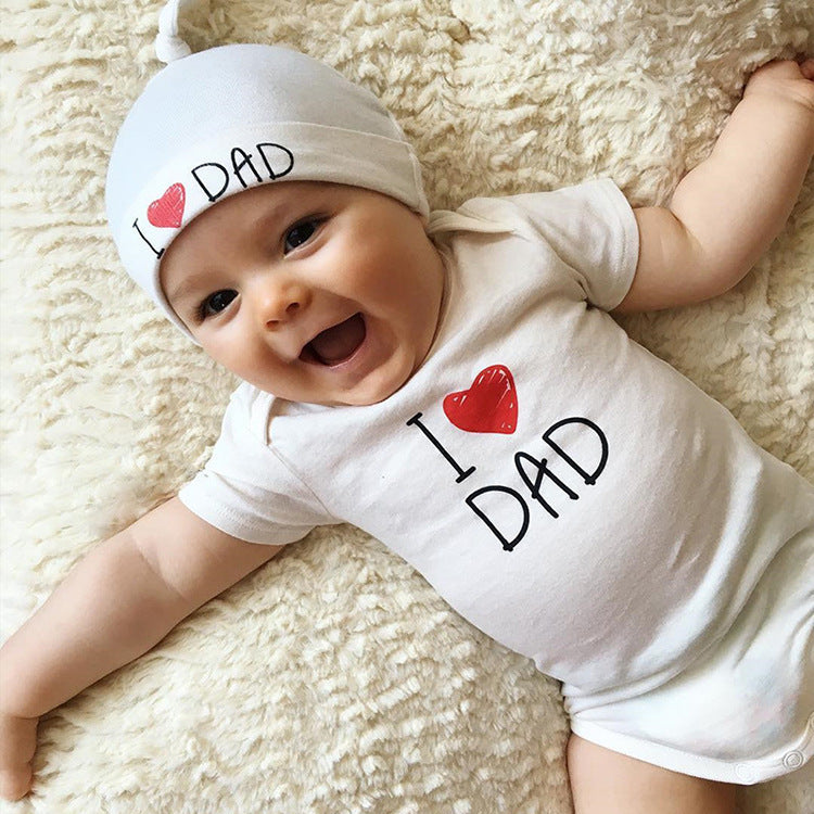 I Love Dad English Letter Jumpsuit Baby Romper - Cindi Book